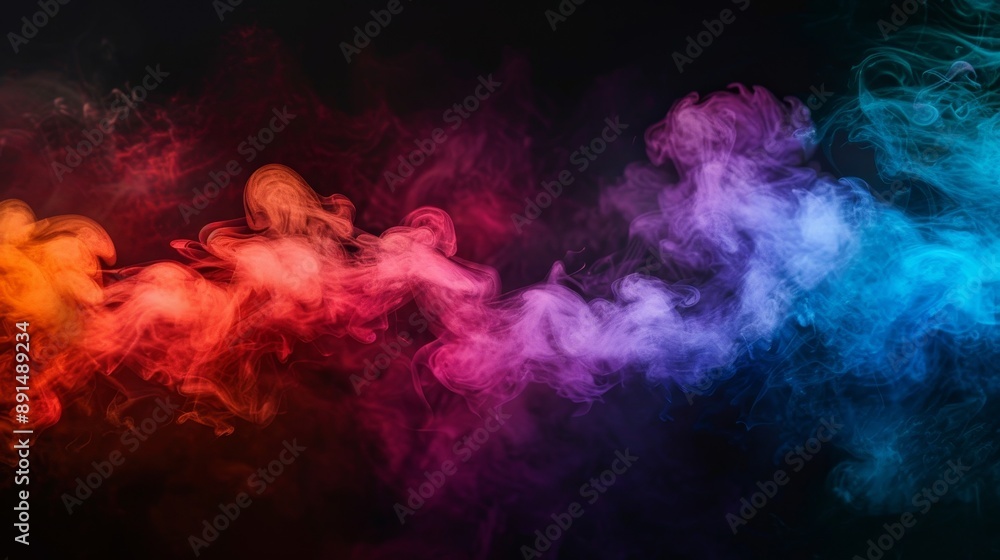 Fototapeta premium Abstract Colorful Smoke Cloud on Black Background
