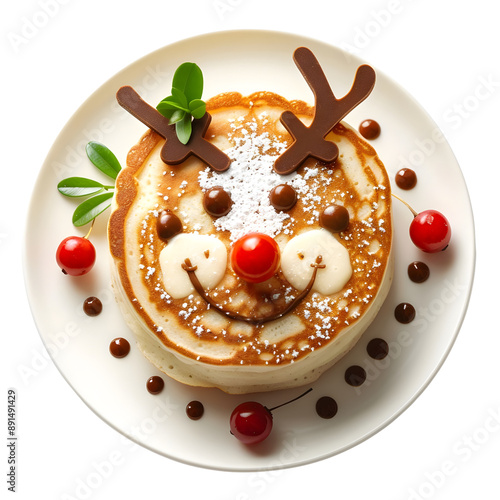 Beautiful santa and reindeer Pancakes, single object