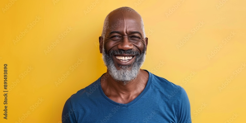 Mature African man laughing in yellow studio. The black guy is laughing and smiling. Have a laugh with a joke. Mature African man laughing in yellow studio. The black guy is laughing and smiling. Have a laugh with a joke.