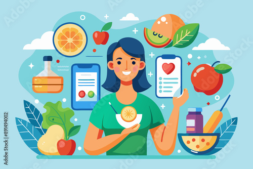 A woman is holding a bowl filled with a variety of fruits and vegetables
