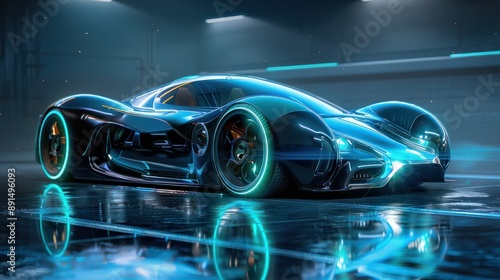 futuristic car with ghost effect.