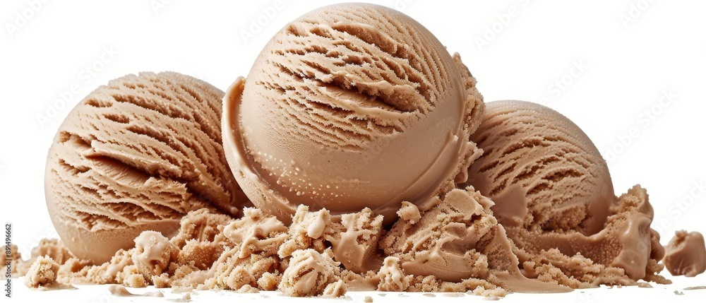 Close-up image of delicious scoops of creamy chocolate ice cream, perfect for dessert and sweet treat concepts. Close-up image of delicious scoops of creamy chocolate ice cream, perfect for dessert and sweet treat concepts.