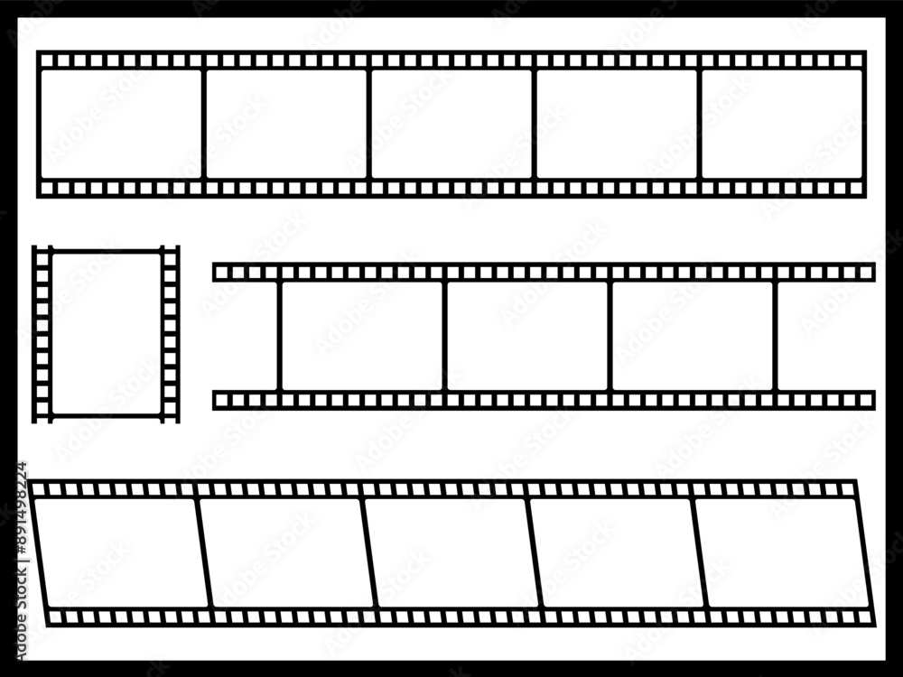 Film strip photo frame collection set isolated on white background vector illustration. Film strip photo frame collection set isolated on white background vector illustration.