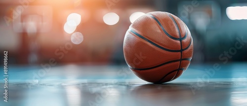 A basketball is sitting on a court © Chayan