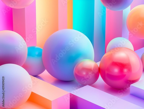 Abstract Pastel Sphere Back...