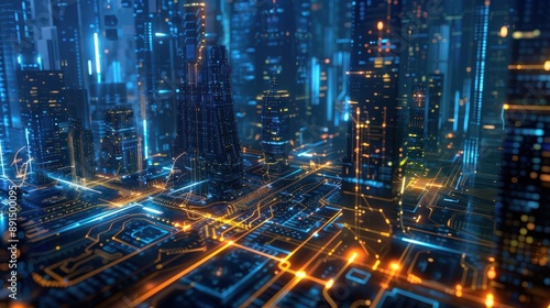 Wallpaper Mural smart city artificial intelligence technology background Torontodigital.ca