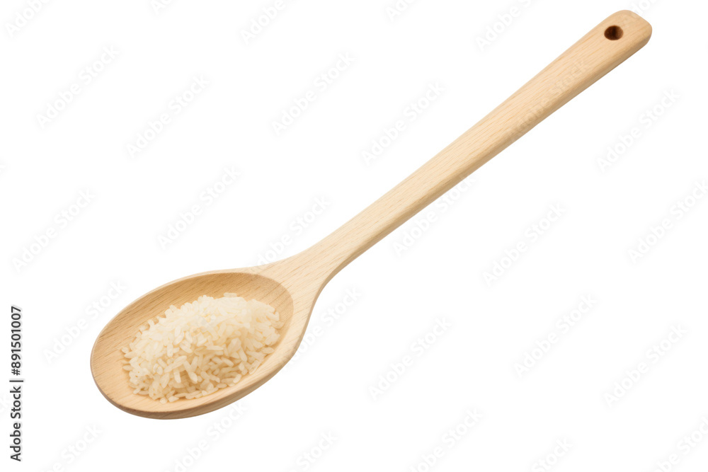 A rice ladle with a flat bottom and a long handle, isolated on a white background A rice ladle with a flat bottom and a long handle, isolated on a white background