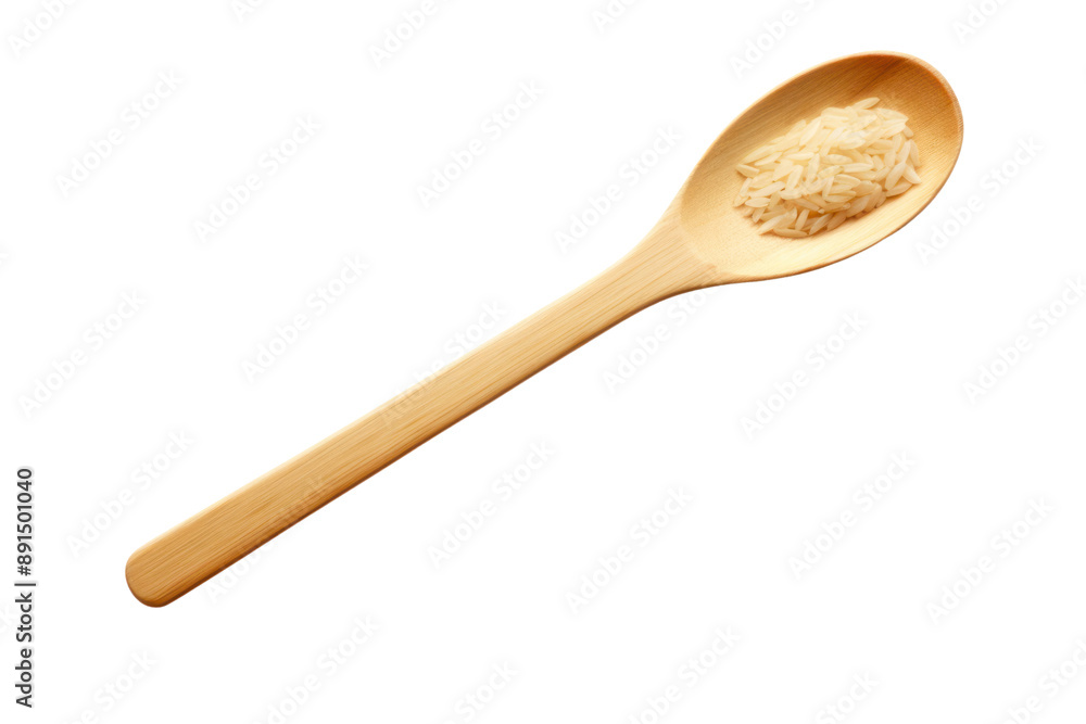 A rice ladle with a flat bottom and a long handle, isolated on a white background A rice ladle with a flat bottom and a long handle, isolated on a white background