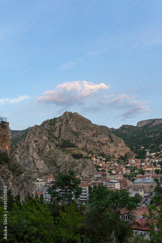 Naklejka premium Amasya is a city located in northern Turkey, the capital of Amasya Province, and is located in the mountainous region of the Black Sea coast.