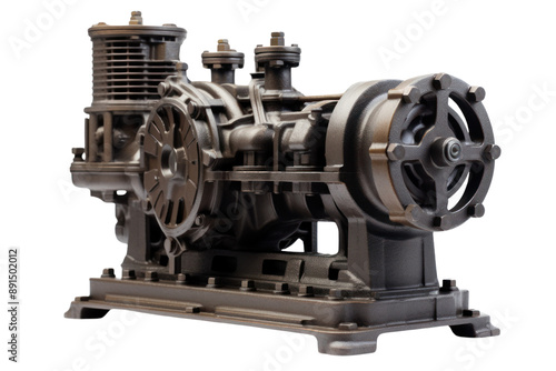 A powerful industrial water pump, showcasing its robust construction and impressive size, isolated on a white background.