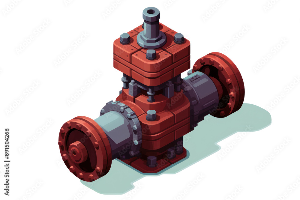 A pixel art rendition of a check valve with a retro 8-bit aesthetic, isolated on a white background A pixel art rendition of a check valve with a retro 8-bit aesthetic, isolated on a white background