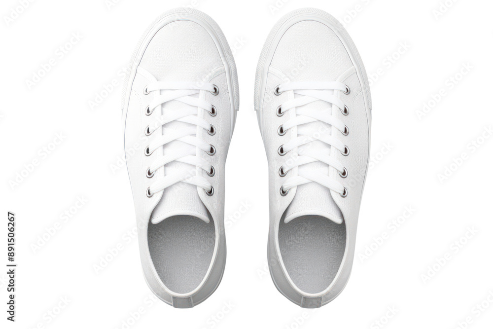 A pair of versatile white sneakers for everyday wear, isolated on white background A pair of versatile white sneakers for everyday wear, isolated on white background