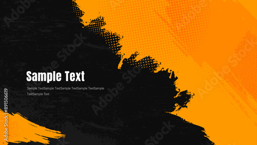 グランジ風オレンジと黒の背景デザイン
