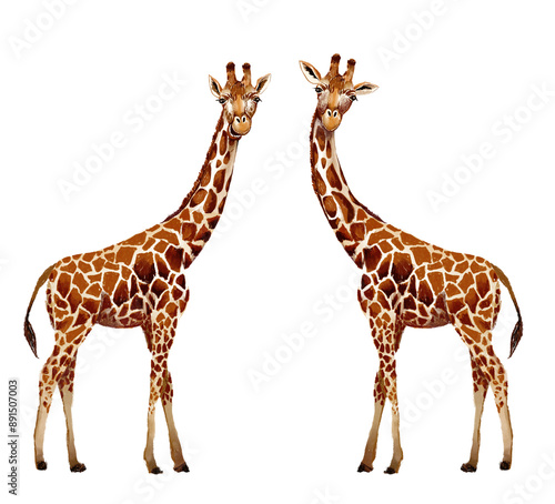 Fototapeta Naklejka Na Ścianę i Meble -  giraffe isolated on white giraffe face shot isolated on transparent background cutout wild mammal clipart