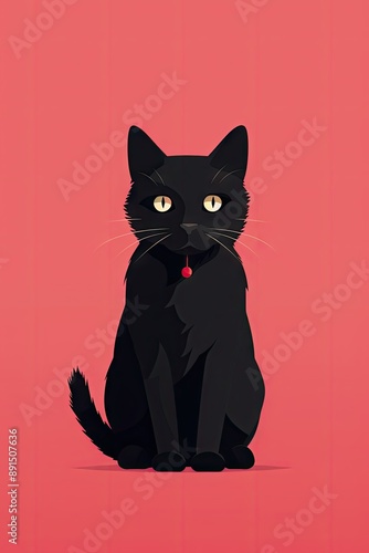 Cute cat background inspired and animated flat illustration vector wallpaper, Simplistic flat illustration vector based animation style, ai generated © Seussi