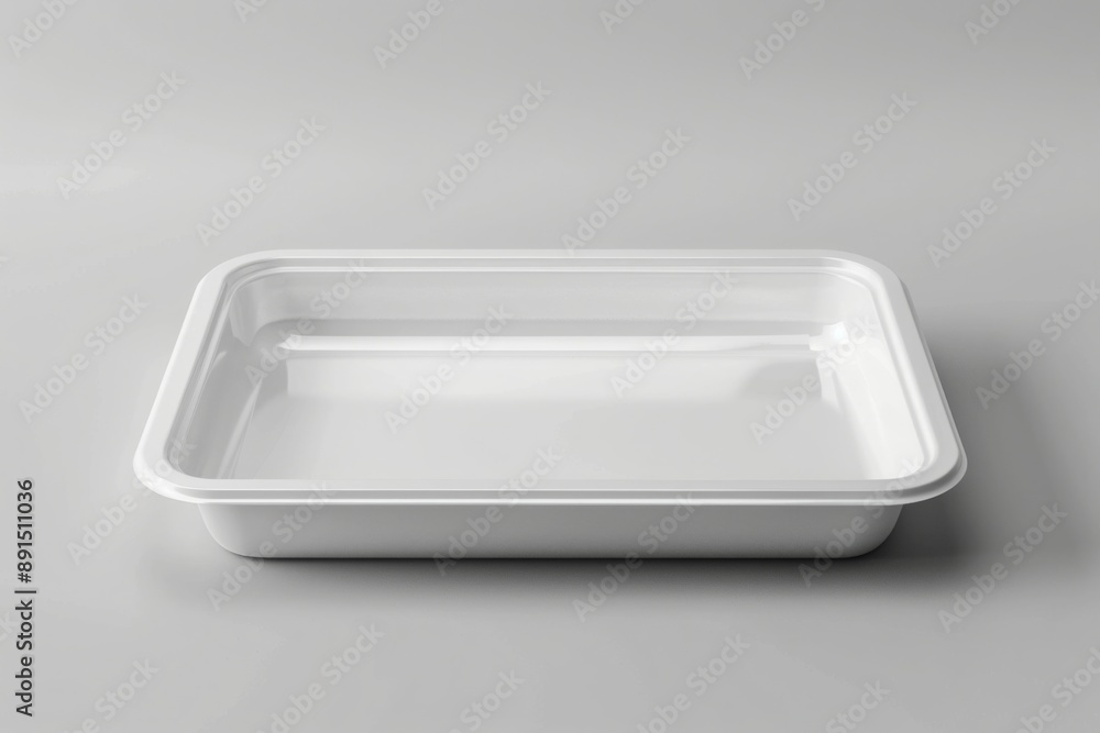 Blank empty plastic or paper tray mockup on grey background Blank empty plastic or paper tray mockup on grey background