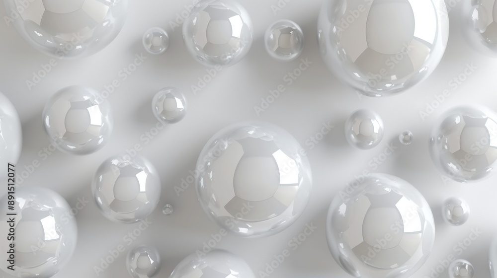 A large number of shiny, white spheres arranged in a pattern A large number of shiny, white spheres arranged in a pattern