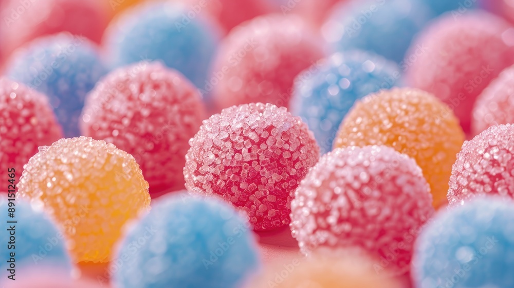 A close up of a bunch of colorful gummy bears. The gummy bears are in various colors, including pink, blue, and yellow. Concept of fun and playfulness A close up of a bunch of colorful gummy bears. The gummy bears are in various colors, including pink, blue, and yellow. Concept of fun and playfulness