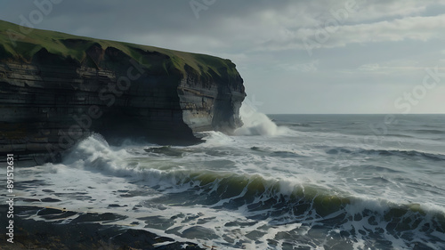 An image of a cliffside gradually being eroded by waves, representing the slow and persistent impact of mental illness.