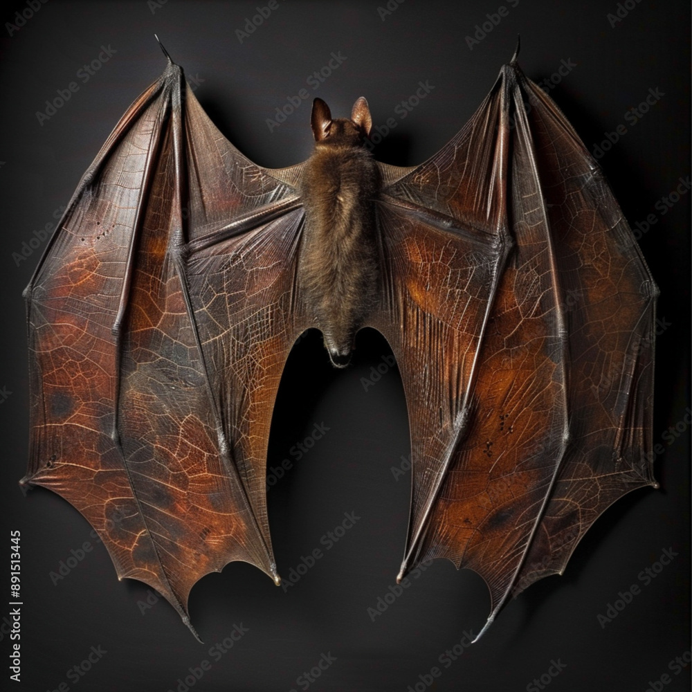 Naklejka premium whole dark brown membranous bat wings, closed