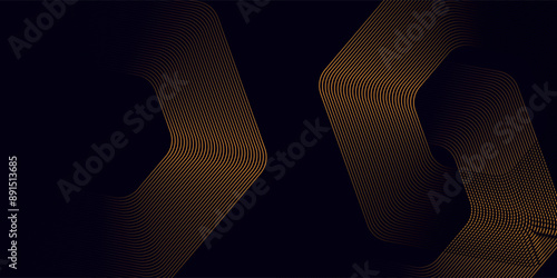 Abstract gold background with glowing geometric lines. Modern shiny blue hexagon lines pattern. Technology futuristic concept. Suit for poster, banner, brochure, cover, flyer. Vector illustration