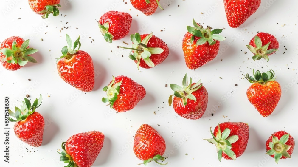 Top view of strawberries on a white background Top view of strawberries on a white background
