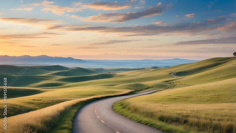This beautiful winding road, which stretches into the horizon, serves as a reminder to accept life's journey and savor each moment as it comes. This beautiful winding road, which stretches into the horizon, serves as a reminder to accept life's journey and savor each moment as it comes.