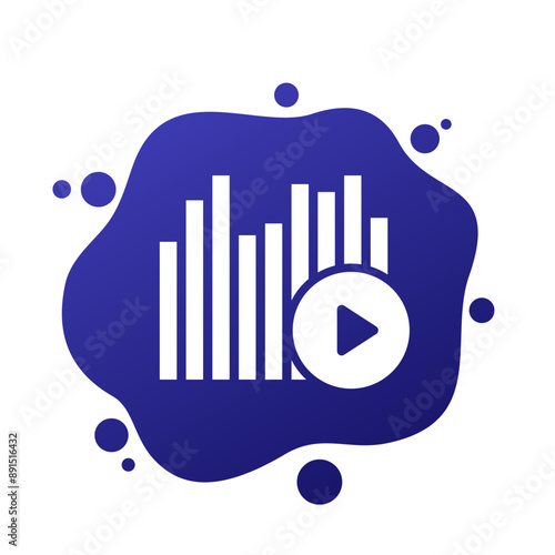 Bitrate icon with play button, vector