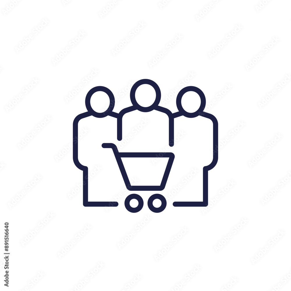 customers or buyers line icon on white customers or buyers line icon on white