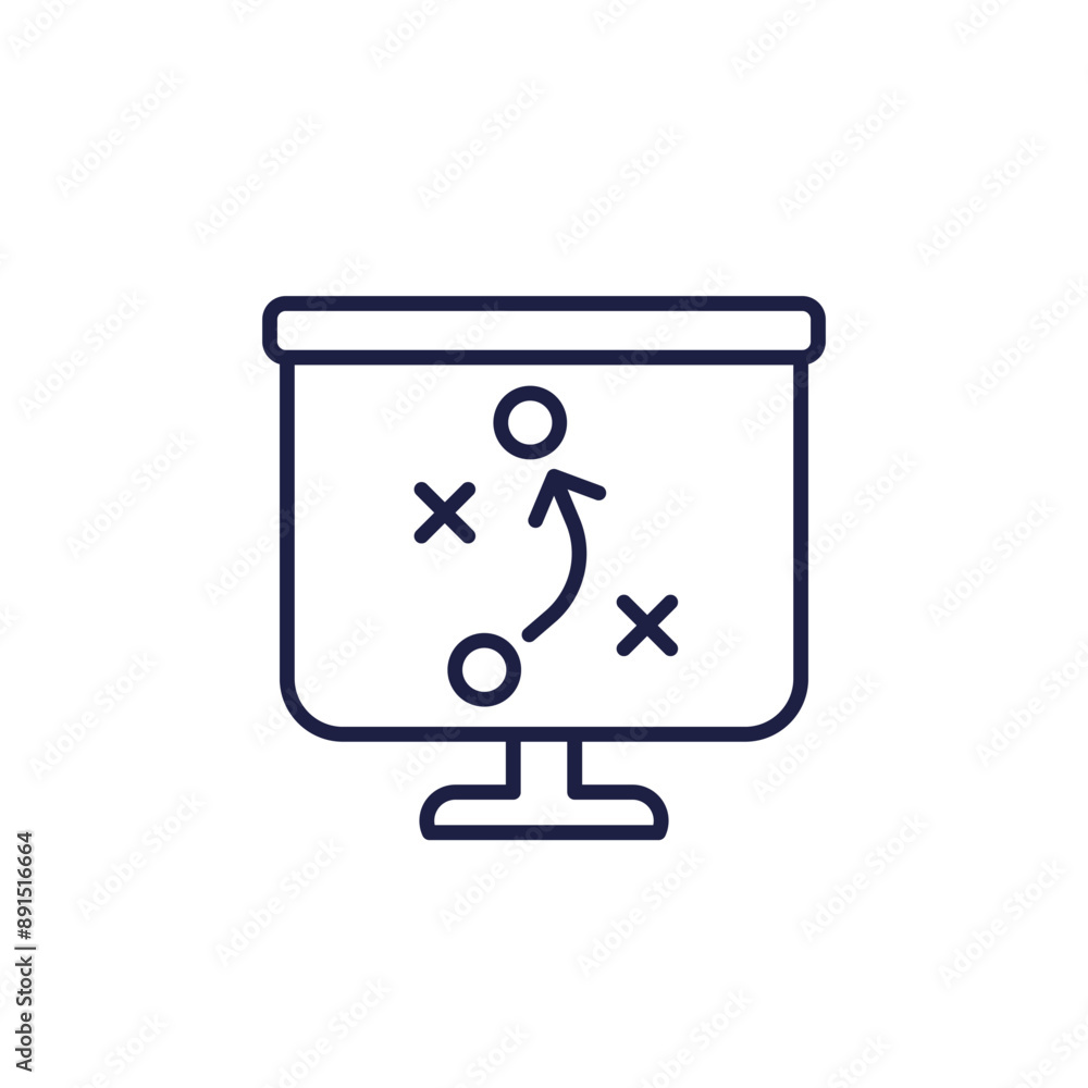 game plan line icon with presentation game plan line icon with presentation
