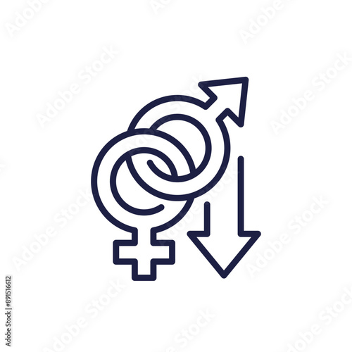 Decreased libido, low sex drive line icon
