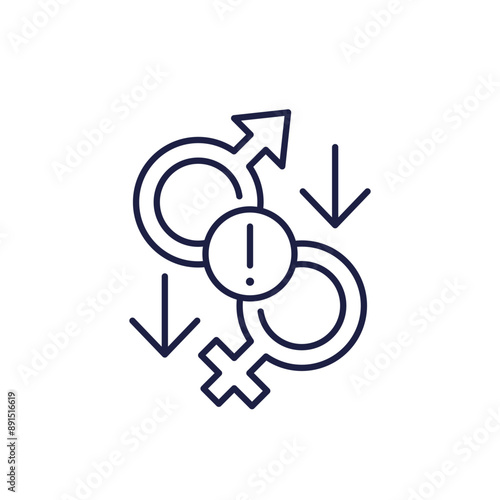 Decreased libido line icon, low sex drive vector