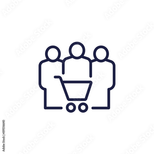 customers or buyers line icon on white