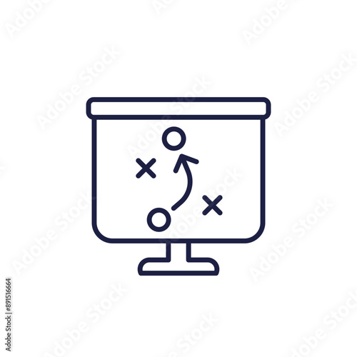 game plan line icon with presentation