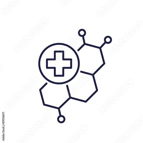 hormones and health line icon on white