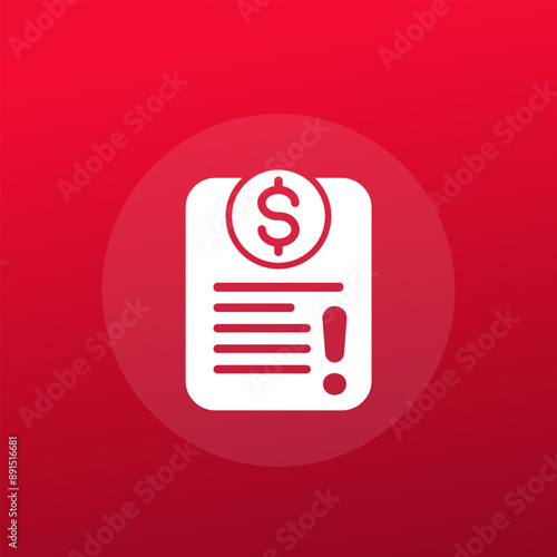 Invoice payment error icon, vector