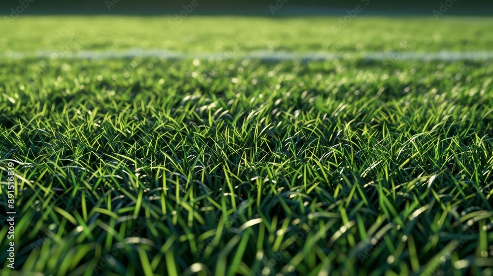 Fototapeta premium Close-Up of Lush Green Grass Blades with Sunlight Bokeh