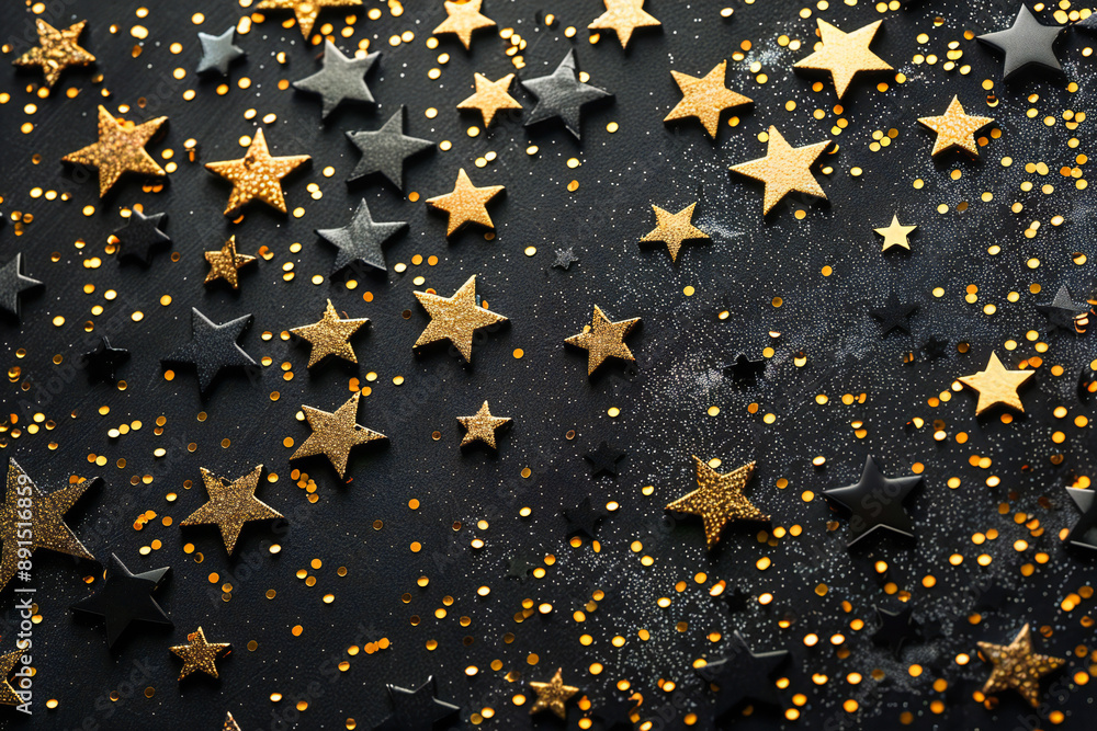 Glitter star background on black paper Glitter star background on black paper