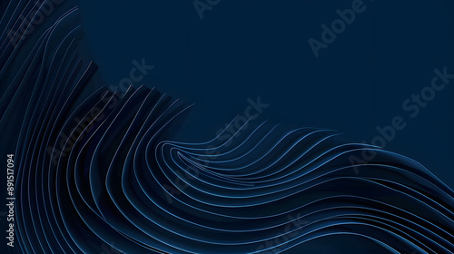 Dark blue curved geometric lines tech abstract background