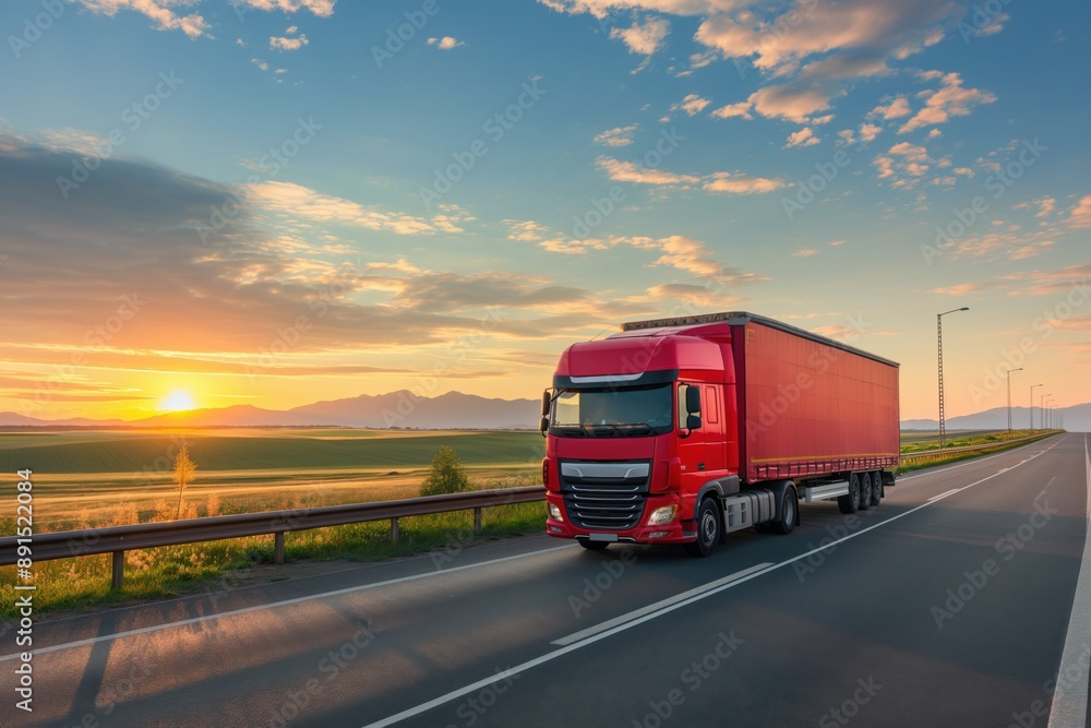 Photo of a truck driving on the highway, moving forward with a fast motion blur background. Trucking and global logistics concept. Photo of a truck driving on the highway, moving forward with a fast motion blur background. Trucking and global logistics concept.
