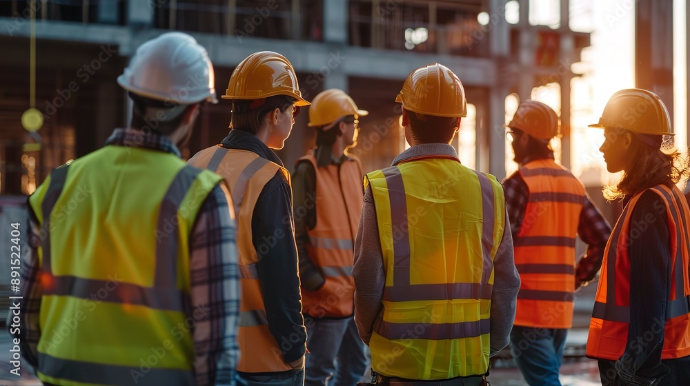 Group of Construction Workers Gathering Group of Construction Workers Gathering
