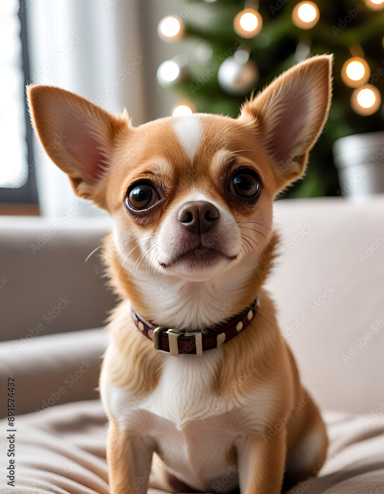 Adorable tiny Chihuahua puppy sits on white background, perfect for festive pet portrait Generative Ai Adorable tiny Chihuahua puppy sits on white background, perfect for festive pet portrait Generative Ai