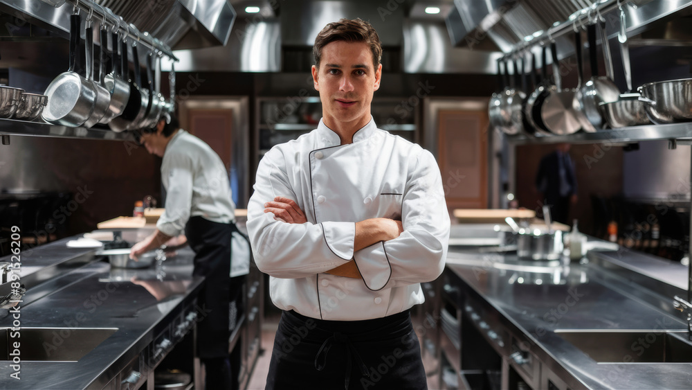 A man standing in a kitchen with his arms crossed, AI A man standing in a kitchen with his arms crossed, AI