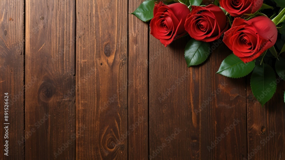 red roses isolated on wooden background with copy space red roses isolated on wooden background with copy space