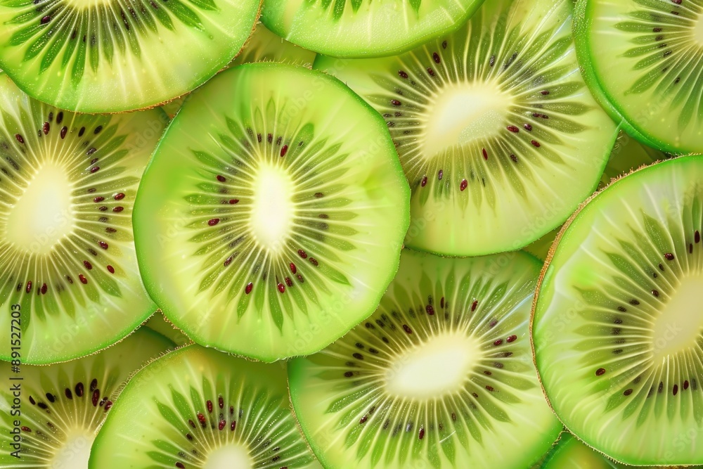 kiwi fruit slices pattern background, top view kiwi fruit slices pattern background, top view
