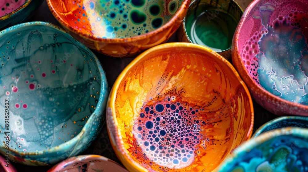 Colorful Abstract Bowls with Bubbles and Swirls Colorful Abstract Bowls with Bubbles and Swirls
