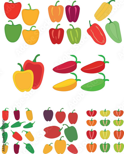 Abstract variants of pepper icons