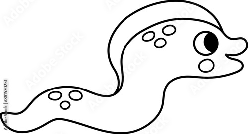 Vector black and white morey eel icon. Under the sea illustration with cute funny ocean animal. Cartoon underwater or marine murrain line clipart or coloring page for children