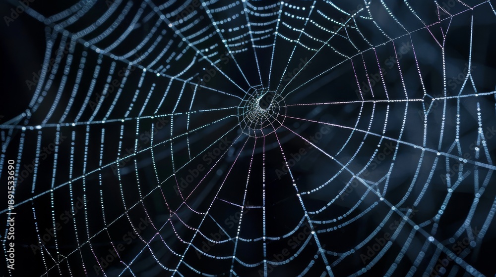 Dew-covered Spider Web - Close-Up Macro Photography Dew-covered Spider Web - Close-Up Macro Photography