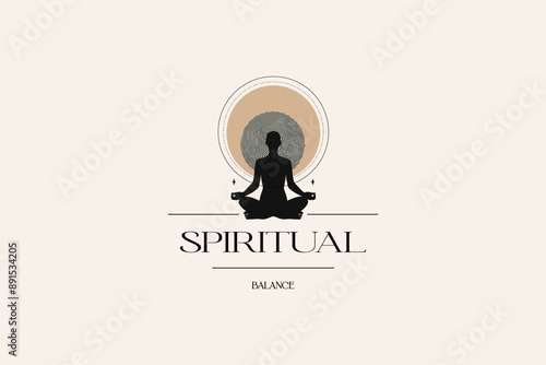 Spiritual Balance Logo concept. Minimalist design with editable text. Perfect for inspirational posters, digital art, and social media content.